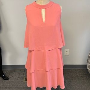 Vince Camuto Peach Capped Sleeve Sleeveless Flowing Dress Size 12